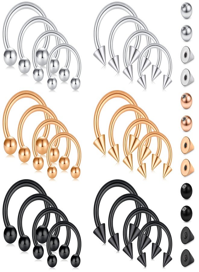 D.Bella 16G 14G Variety of Sizes Horseshoe Rings Surgical Steel Nose Septum Horseshoe Hoop Earring Eyebrow Tragus Lip Rings Daith Helix Piercing Jewelry for Women Men 6-12mm Smily Piercing Jewelry - Image 1