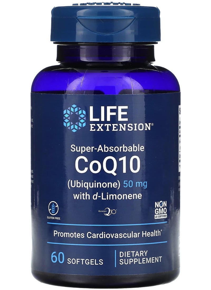 Life Extension Super-Absorbable CoQ10 with d-Limonene, 50 mg, 60 Softgels 