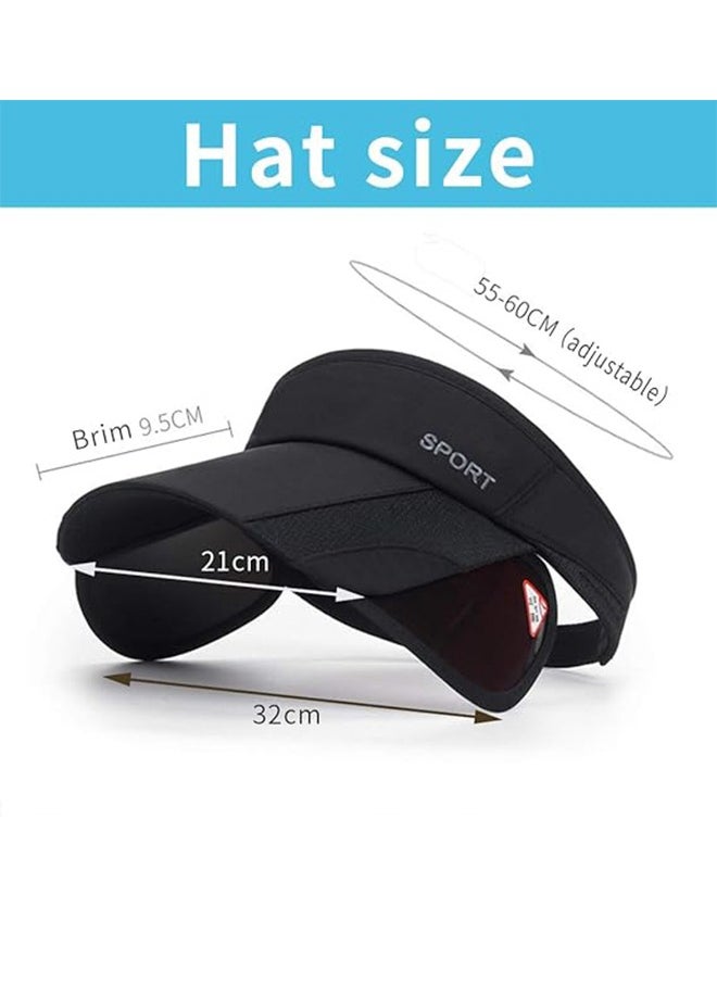 SPORT - Summer Sun Hat - Women's Adjustable Golf Hat With Retractable Brim, UV Protection Beach/Tennis Sports Hat BLACK - Image 1