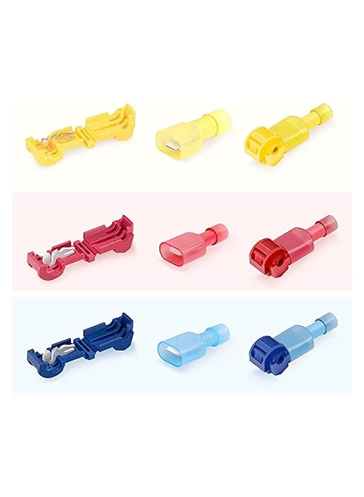 erorex 120pcs T-Tap Wire Connectors, Self-Stripping Quick Splice Electrical Wire Terminals, T Taps Self-Stripping Insulated Male Quick Disconnects Spade Terminals Kit for Wiring Automotive - Image 2