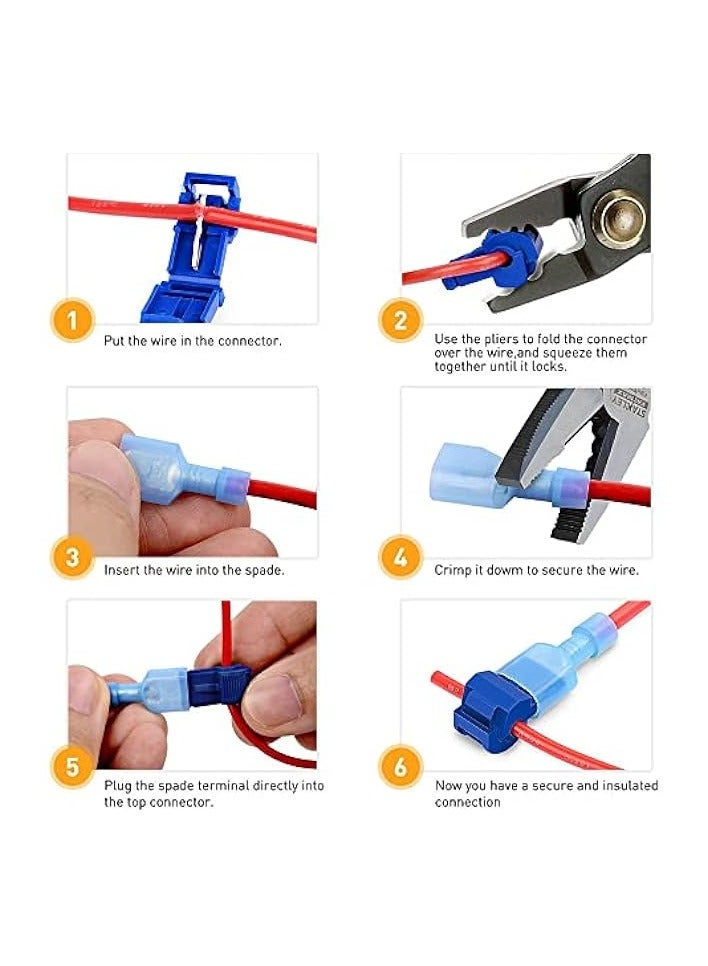 erorex 120pcs T-Tap Wire Connectors, Self-Stripping Quick Splice Electrical Wire Terminals, T Taps Self-Stripping Insulated Male Quick Disconnects Spade Terminals Kit for Wiring Automotive - Image 4