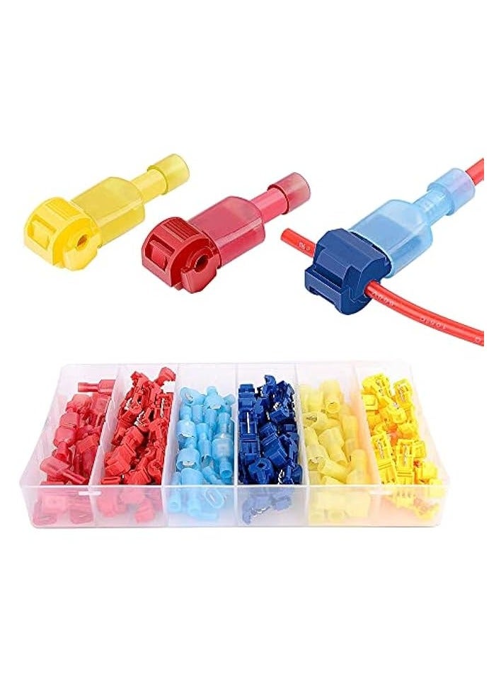 erorex 120pcs T-Tap Wire Connectors, Self-Stripping Quick Splice Electrical Wire Terminals, T Taps Self-Stripping Insulated Male Quick Disconnects Spade Terminals Kit for Wiring Automotive - Image 1