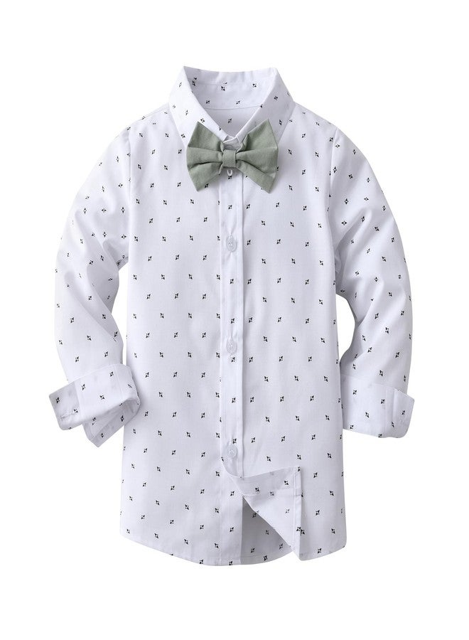 Boarnseorl Baby Boys Gentleman Outfits Pants Sets, Infant Long Sleeve Shirt + Pants + Bow Tie + Suspenders,12-18M - Image 2