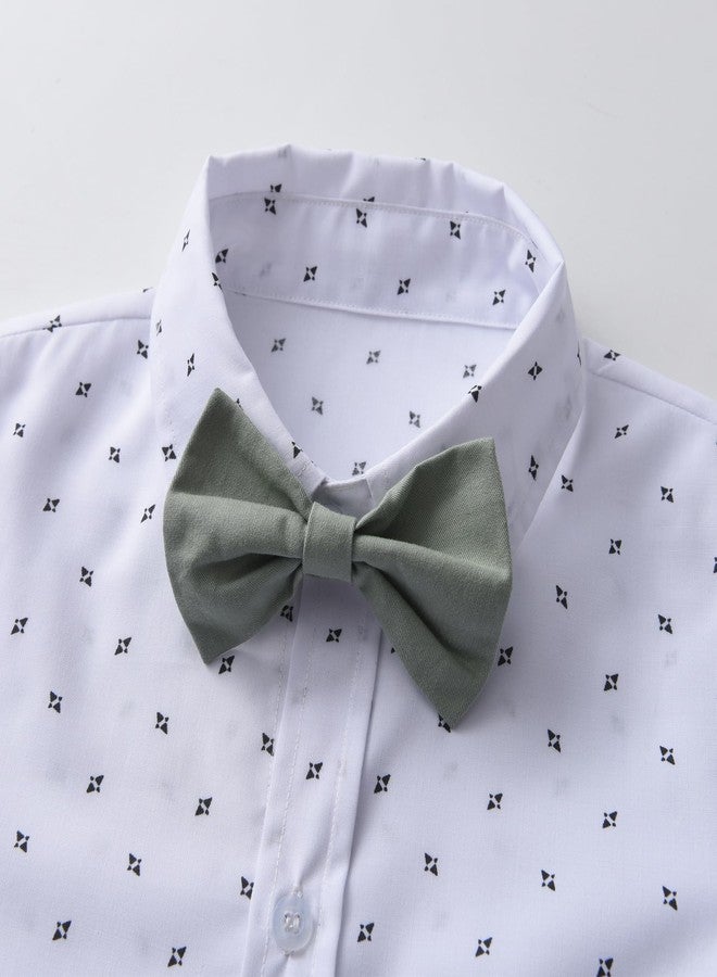 Boarnseorl Baby Boys Gentleman Outfits Pants Sets, Infant Long Sleeve Shirt + Pants + Bow Tie + Suspenders,12-18M - Image 3