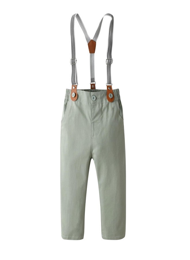 Boarnseorl Baby Boys Gentleman Outfits Pants Sets, Infant Long Sleeve Shirt + Pants + Bow Tie + Suspenders,12-18M - Image 5