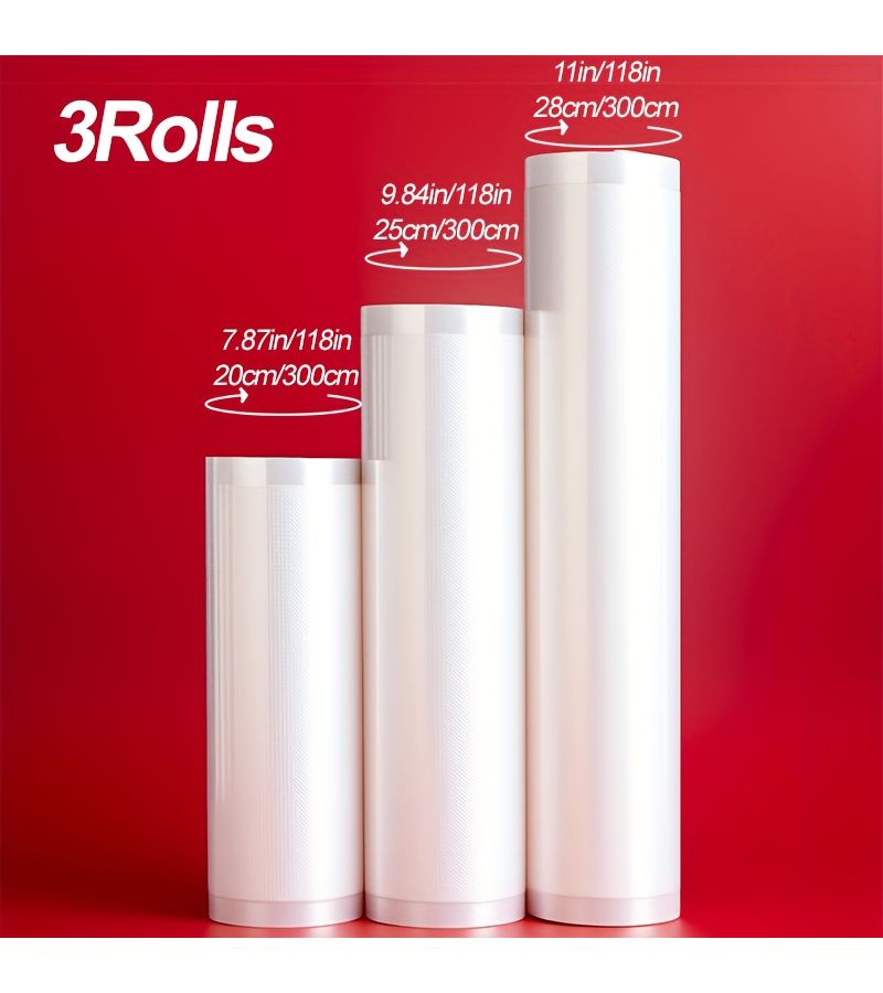 Three Vacuum Sealing Rolls 20 25 28 Length 118 Inch Each Fresh Food Storage - Image 2
