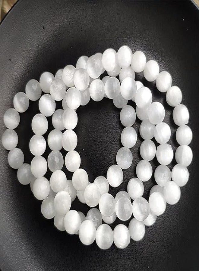 GEMTUB Selenite 7 Chakra Wand and Natural Selenite Bracelet Combo Natural Selenite Wand with 7 Chakra Symbol Embosed and 8 MM Bead Size Selenite Bracelet for Reiki Healing and Crystal Healing - Image 3