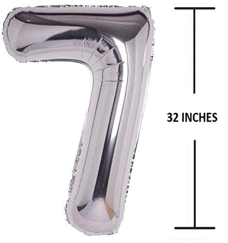Flavouredlove 32inches seven Foil Number Air or Helium Balloon Party Decoration Silver Pack of 1 | 7 Year No. Balloons Birthday/Anniversary (Silver 7) - Image 2