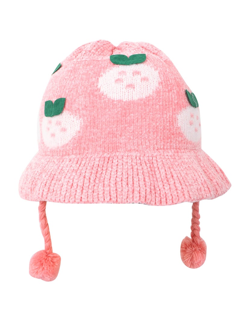 FabSeasons Faux Fur Baby Winter Bucket Hat/Cap for Kids of Age 2-5 Years, Fluffy Fuzzy Warm Hats for Boys & Girls, Pink - Image 1