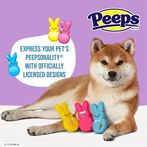 Peeps ألعاب كلاب بيبس 3 قطع من أرنب الزينة، ألعاب كلاب بلاستيكية صفراء، وردية، زرقاء 4 بوصات، مجموعة قيمة من ألعاب الكلاب الصاخبة، أرنب زينة ممتع، لطيف، وصاخب من بيبس - Image 3