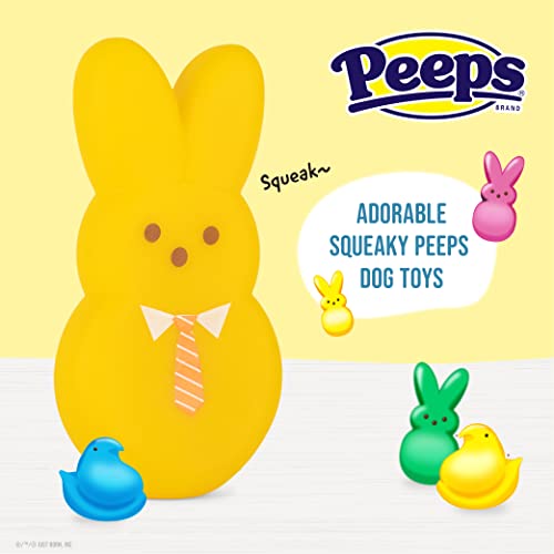 Peeps ألعاب كلاب بيبس 3 قطع من أرنب الزينة، ألعاب كلاب بلاستيكية صفراء، وردية، زرقاء 4 بوصات، مجموعة قيمة من ألعاب الكلاب الصاخبة، أرنب زينة ممتع، لطيف، وصاخب من بيبس - Image 5