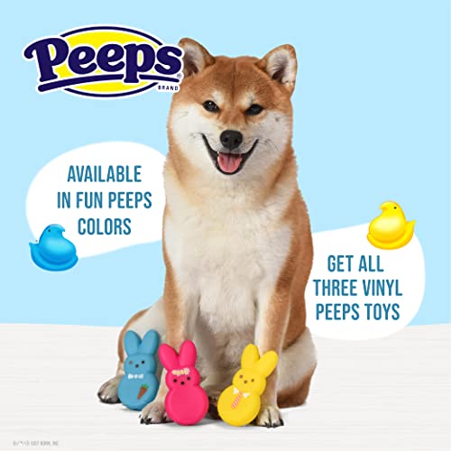Peeps ألعاب كلاب بيبس 3 قطع من أرنب الزينة، ألعاب كلاب بلاستيكية صفراء، وردية، زرقاء 4 بوصات، مجموعة قيمة من ألعاب الكلاب الصاخبة، أرنب زينة ممتع، لطيف، وصاخب من بيبس - Image 4