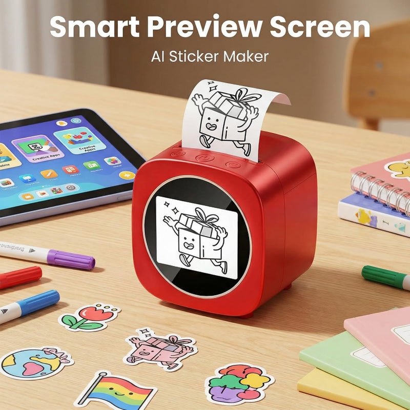 Thermal Inkless Sticker Maker with 2 4 Inch Display AI Voice Smart Bluetooth WiFi - Image 4