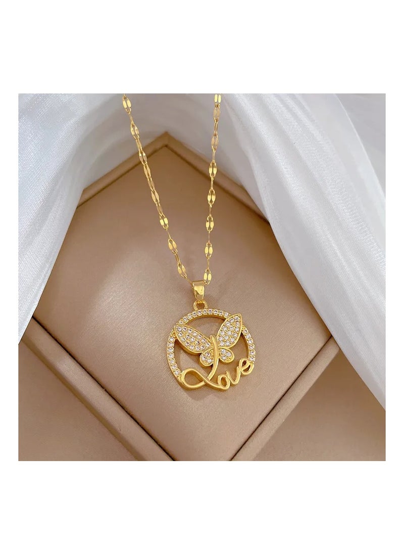 Generic - Golden Necklace Anti Fade with butterfly love Shape - Image 1