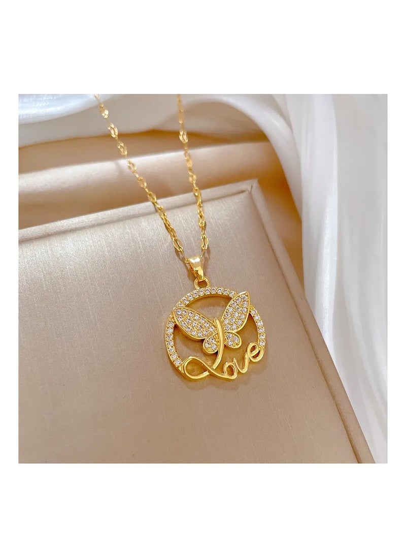 Generic - Golden Necklace Anti Fade with butterfly love Shape - Image 1