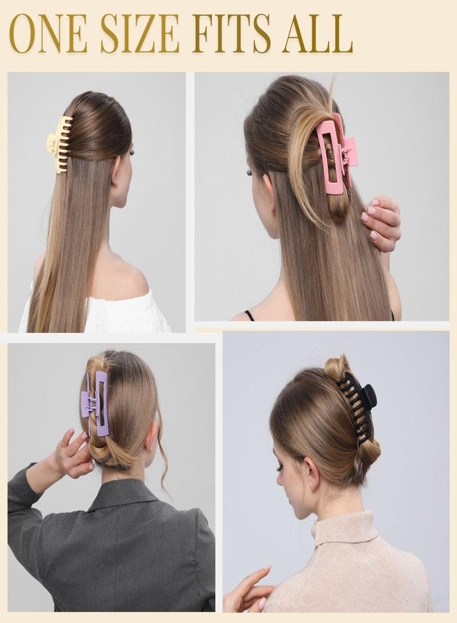 LuSeren 8 Pack Hair Clips for Women 4.3 Inch Large Hair Claw Clips for Women Thin Thick Curly Hair, Big Matte Banana Clips,Strong Hold jaw clips Black Purple Beige Pink - Image 4