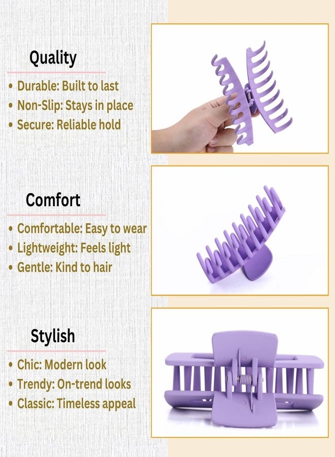 LuSeren 8 Pack Hair Clips for Women 4.3 Inch Large Hair Claw Clips for Women Thin Thick Curly Hair, Big Matte Banana Clips,Strong Hold jaw clips Black Purple Beige Pink - Image 5