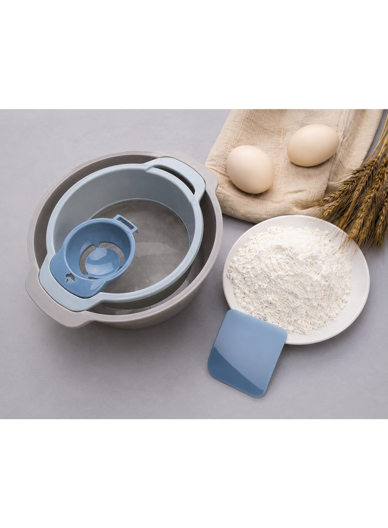4 in 1-Multi-Function Flour Sifter Set with Egg Separator – Mixing Bowl, Flour Sifter & Food Scraper for Baking & Cooking - Image 2