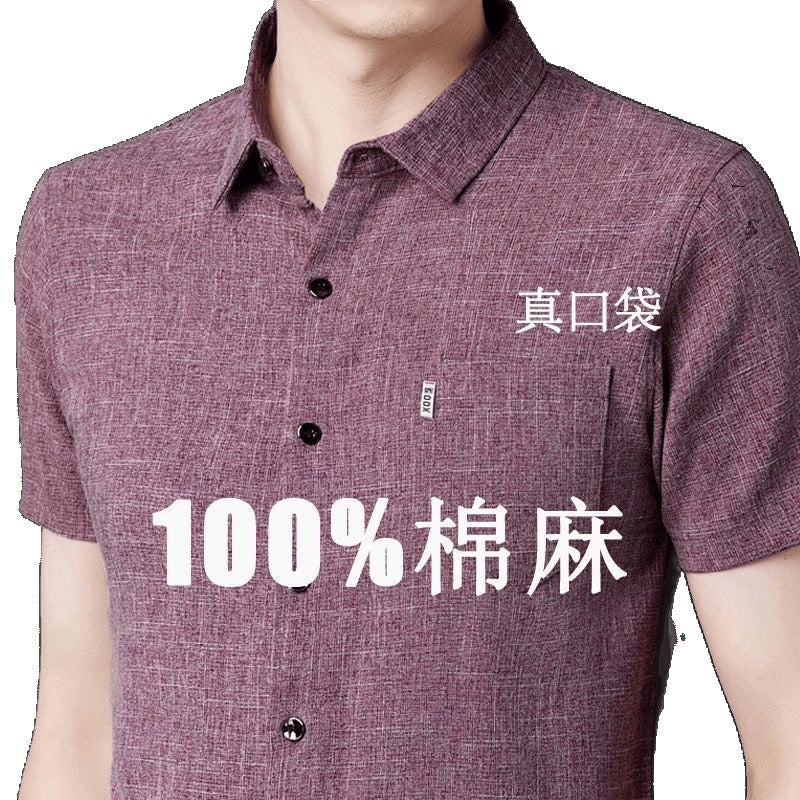 Men's Casual Short Sleeve Linen Blend Shirt - Image 5