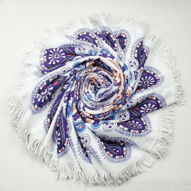 Violet Mist Round Beach Towel Blanket Tapestry Microfiber Roundie Terry Beach Throw Soft Multipurpose Table Cloth Wall Hanging Bed Cover for Women Home Traveling - Image 5