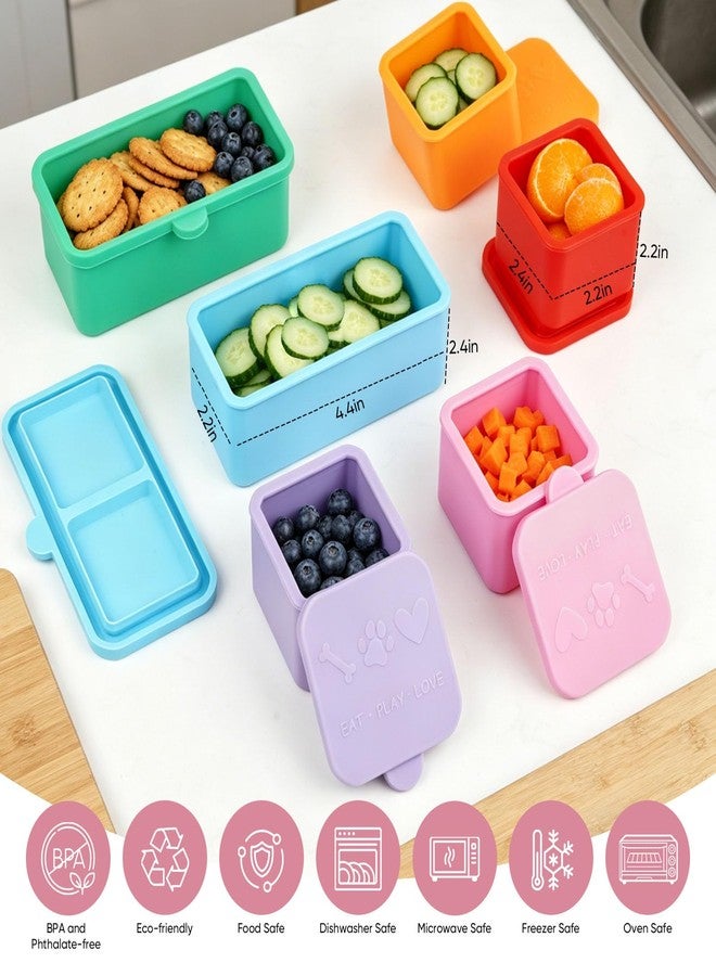 OGNWFUNK 6 Pack Silicone Lunch Box Divider Compatible with OmieBox - Leakproof Dip Containers, Reusable Soft Silicone Snack Containers for crackers,nuts,Salad Dressing & Snacks On the Go - Image 2