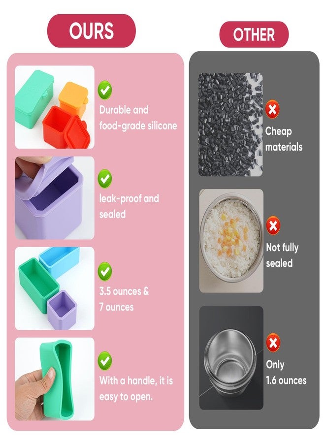 OGNWFUNK 6 Pack Silicone Lunch Box Divider Compatible with OmieBox - Leakproof Dip Containers, Reusable Soft Silicone Snack Containers for crackers,nuts,Salad Dressing & Snacks On the Go - Image 5