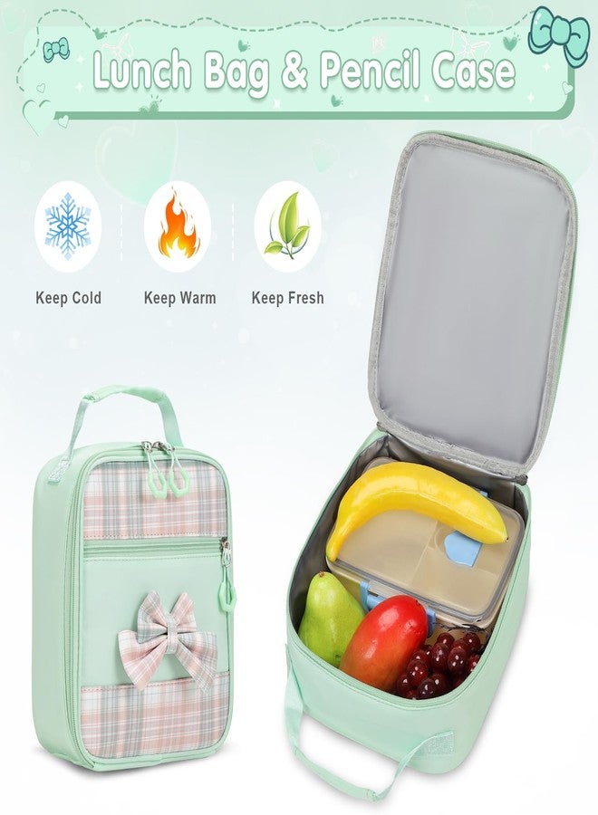 ACESAK Girls Backpack - 3PCS Backpack for Girls Cute School Backpacks for Girls Kindergarten, Green, Medium - Image 4