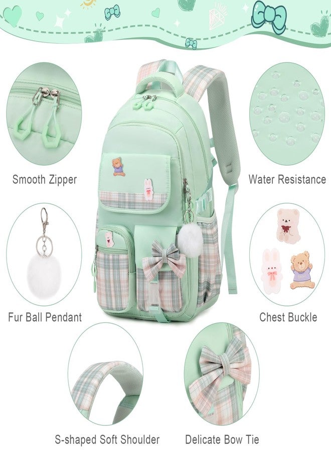 ACESAK Girls Backpack - 3PCS Backpack for Girls Cute School Backpacks for Girls Kindergarten, Green, Medium - Image 5
