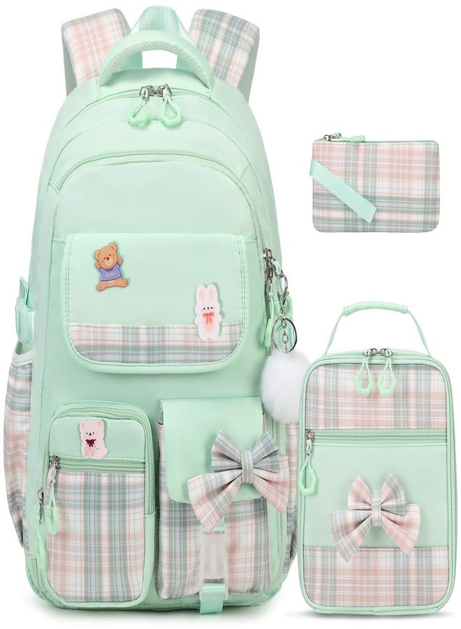 ACESAK Girls Backpack - 3PCS Backpack for Girls Cute School Backpacks for Girls Kindergarten, Green, Medium - Image 1