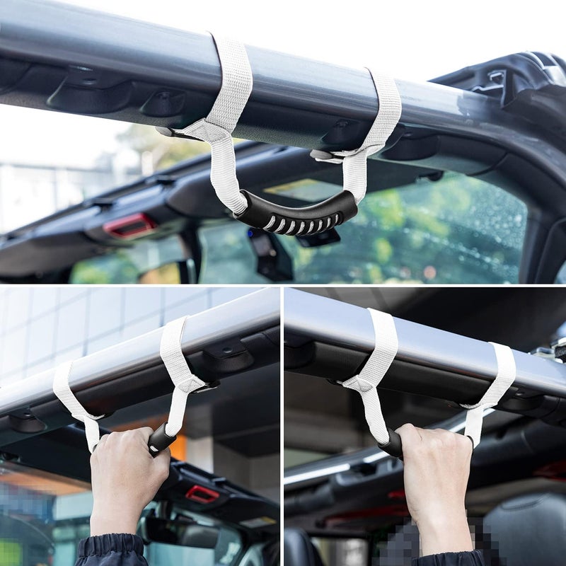 دانتي 4 × مقابض قضيب اللفة لجيب رانجلر YJ TJ JK JKU JL JLU سبورتس صحراء فريدوم روبيكون X وأونليميتد 1955-2023 2024 2025 (أبيض) - Image 3