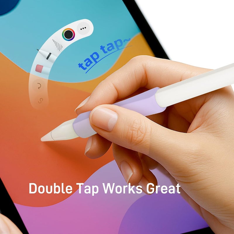 ELETIUO 3 Pack Ergonomic Silicone Grips Compatible with Apple Pencil 2nd/USB-C/Pro,Soft Protective Sleeve Holder,Anti-Slip Cover for iPad Pro 11/12.9 inch,Purple - Image 5