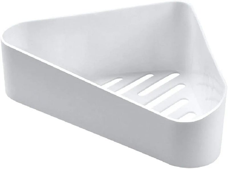 Gnanex رف دش جانبي من جانكس بلاستيك لحمام بدون حفر ذاتي اللصق سلة دش مثبتة على الحائط منظم دش حاملة دش للحمام والمطبخ، أبيض - Image 1