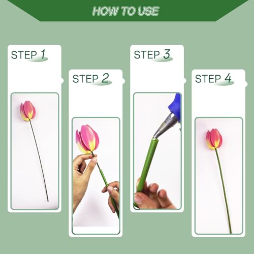 Threemonkys Green tubular flower stems wrap, used to thicken artificial flower stems, DIY wedding bouquet (Green 5MM50PCS) - Image 5