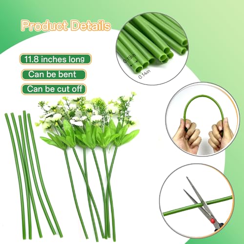 Threemonkys Green tubular flower stems wrap, used to thicken artificial flower stems, DIY wedding bouquet (Green 5MM50PCS) - Image 2