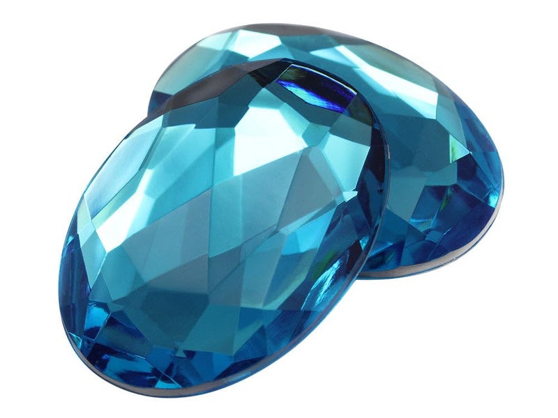 Allstarco 40x30mm Blue Aqua A21 Large Flat Back Oval Acrylic Rhinestones Cosplay Costume Gems Plastic Jewels Embelishments DIY Crafts Gemstones - 4 Pieces - Image 1