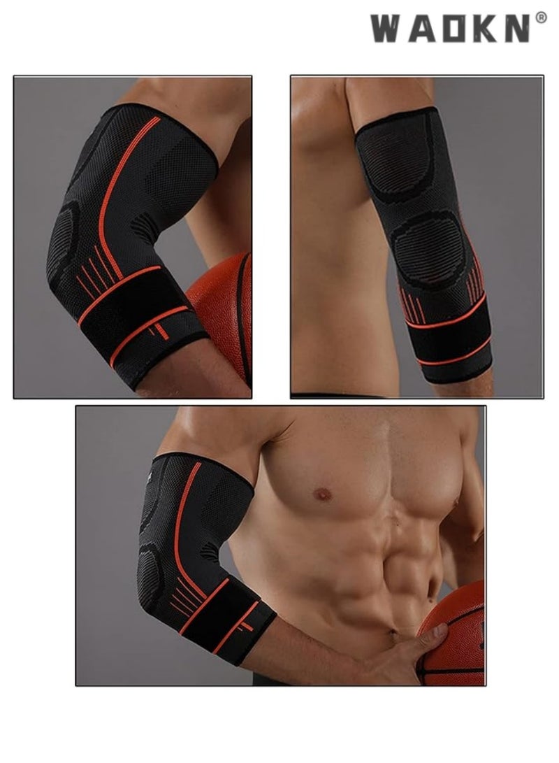 دبليو أيه أو كي أن الكوع الدعم مع حزام ، واثنين من الرجال والنساء ضغط الأكمام ، هو ممارسة ، رفع الأثقال ، وتخفيف آلام التهاب الأوتار والتهاب المفاصل الخيار المثالي ، الكوع محيط 18-24 سم - Image 3