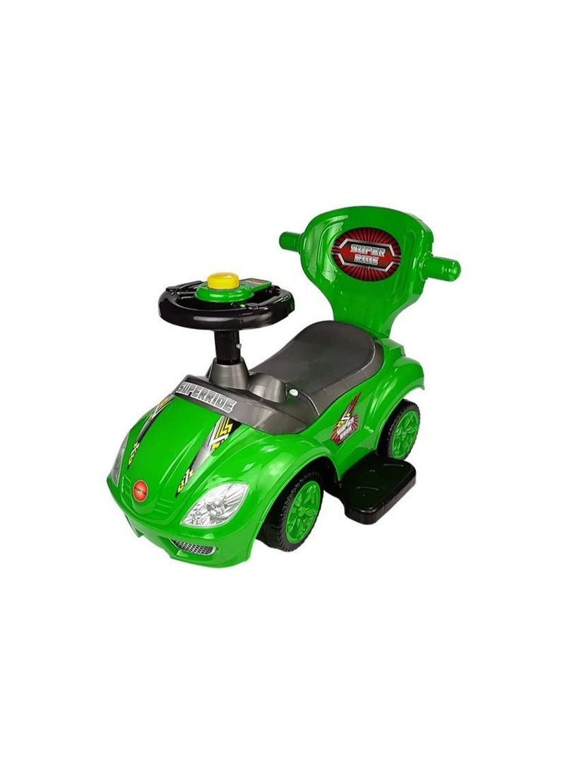 3 In 1 Ride On Toy Car With Barrier And Backrest, Removable Hanlde For Kids - Green - Image 5