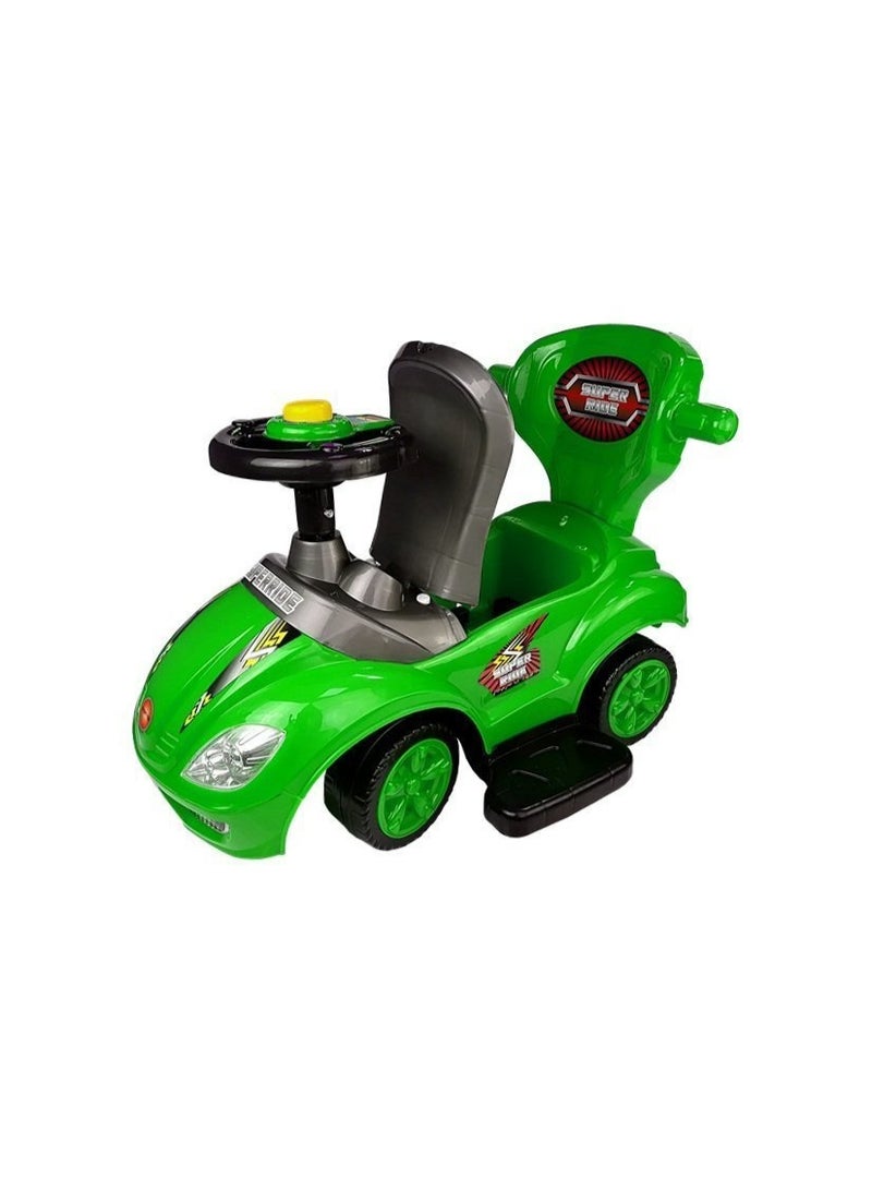 3 In 1 Ride On Toy Car With Barrier And Backrest, Removable Hanlde For Kids - Green - Image 3