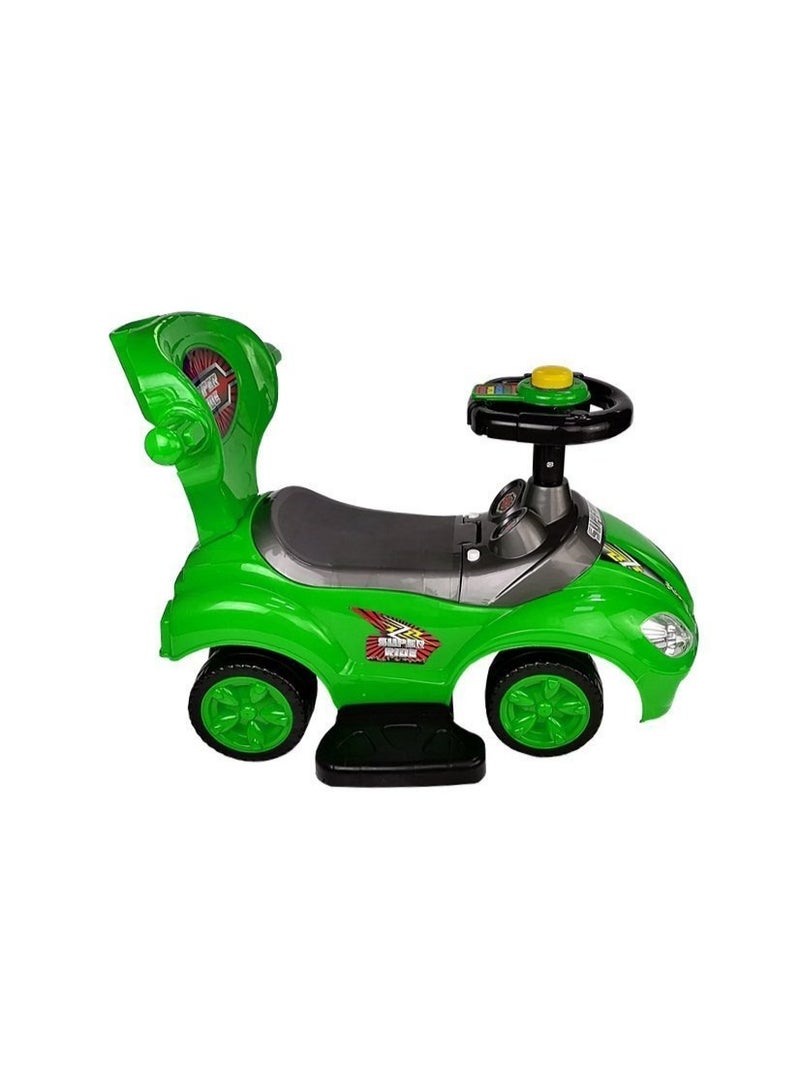 3 In 1 Ride On Toy Car With Barrier And Backrest, Removable Hanlde For Kids - Green - Image 4