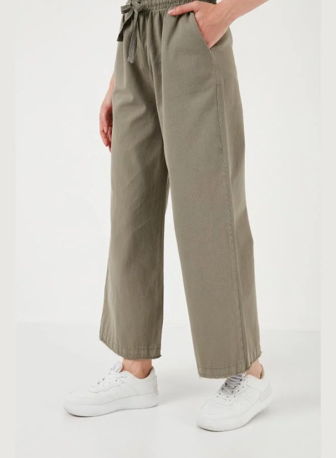 Lela Lela Cotton High Waist Wide Leg Pocket Regular Fit Trousers Women's PANTS 668YP4760