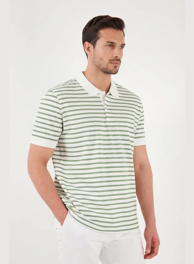 Buratti  Buratti Cotton Striped Short Sleeve Buttoned Polo T-Shirt Men's POLO T-SHIRT 5904046 for Men | Best Price UAE