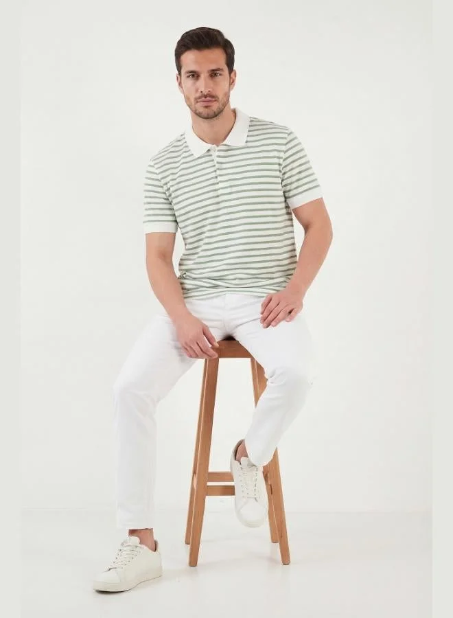 Buratti  Buratti Cotton Striped Short Sleeve Buttoned Polo T-Shirt Men's POLO T-SHIRT 5904046 for Men | Best Price UAE