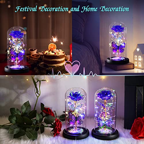 Greenke Mothers Day Rose Gifts for Mom, Galaxy Purple Butterfly Rose in Glass Dome, Light Up Forever Roses Birthday Gifts for Women Mom Grandma, Eternal Rose Gift for Her Valentine Mothers Anniversary - Image 5