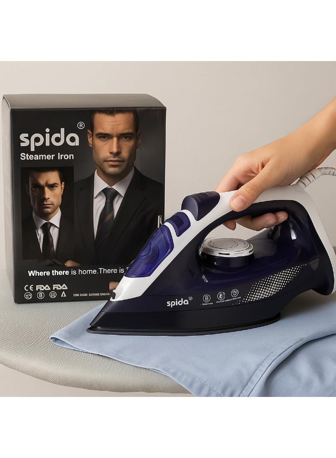 سبيدا مكواة بخار للملابس قوية التحمل SPD-XH809 مزودة بوضعين للبخار بقدرة 2500 وات، مناسبة لجميع أنواع الأقمشة – للاستخدام المهني والملابس الحساسة من سبيدا - Image 2