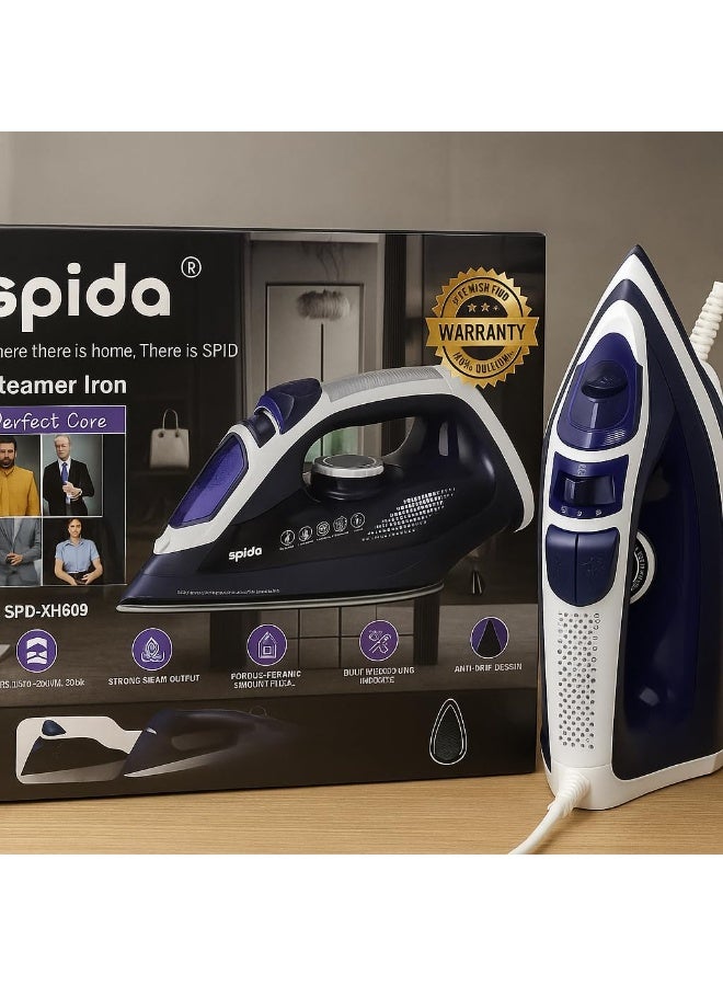 سبيدا مكواة بخار للملابس قوية التحمل SPD-XH809 مزودة بوضعين للبخار بقدرة 2500 وات، مناسبة لجميع أنواع الأقمشة – للاستخدام المهني والملابس الحساسة من سبيدا - Image 4