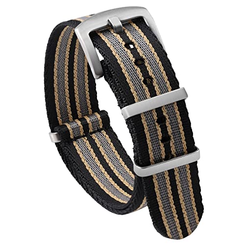watchdives Nylon Watch Band 18mm 20mm 22mm Multicolor Replacement Watch Straps for Men Women (Black Yellow Gray, 18mm) - Image 1