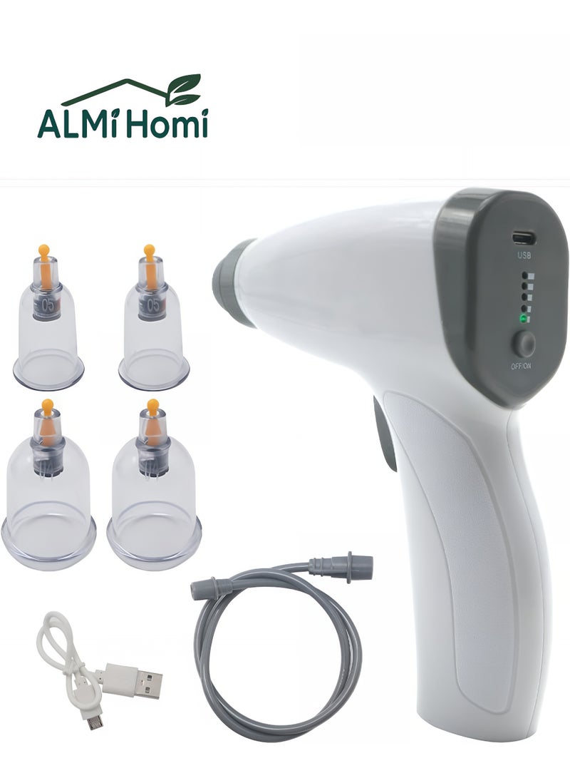 Smart Electric Cupping Therapy Set with 4 Cups & Extension Tube – 5-Level Adjustable Suction, Rechargeable Vacuum Therapy Massager, Portable Gua Sha Negative Pressure Device for Back, Neck, Shoulders & Body Pain Relief - Image 1