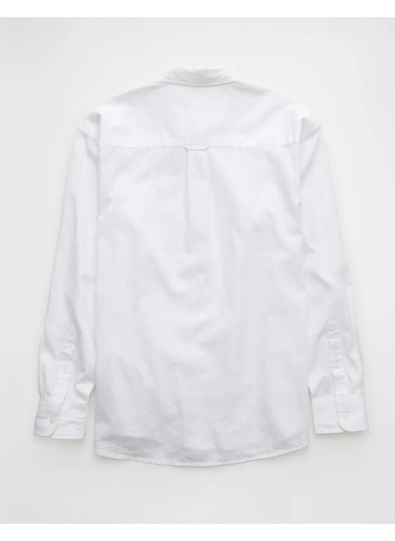 American Eagle AE Everyday Relaxed Linen-Blend Button-Up Shirt