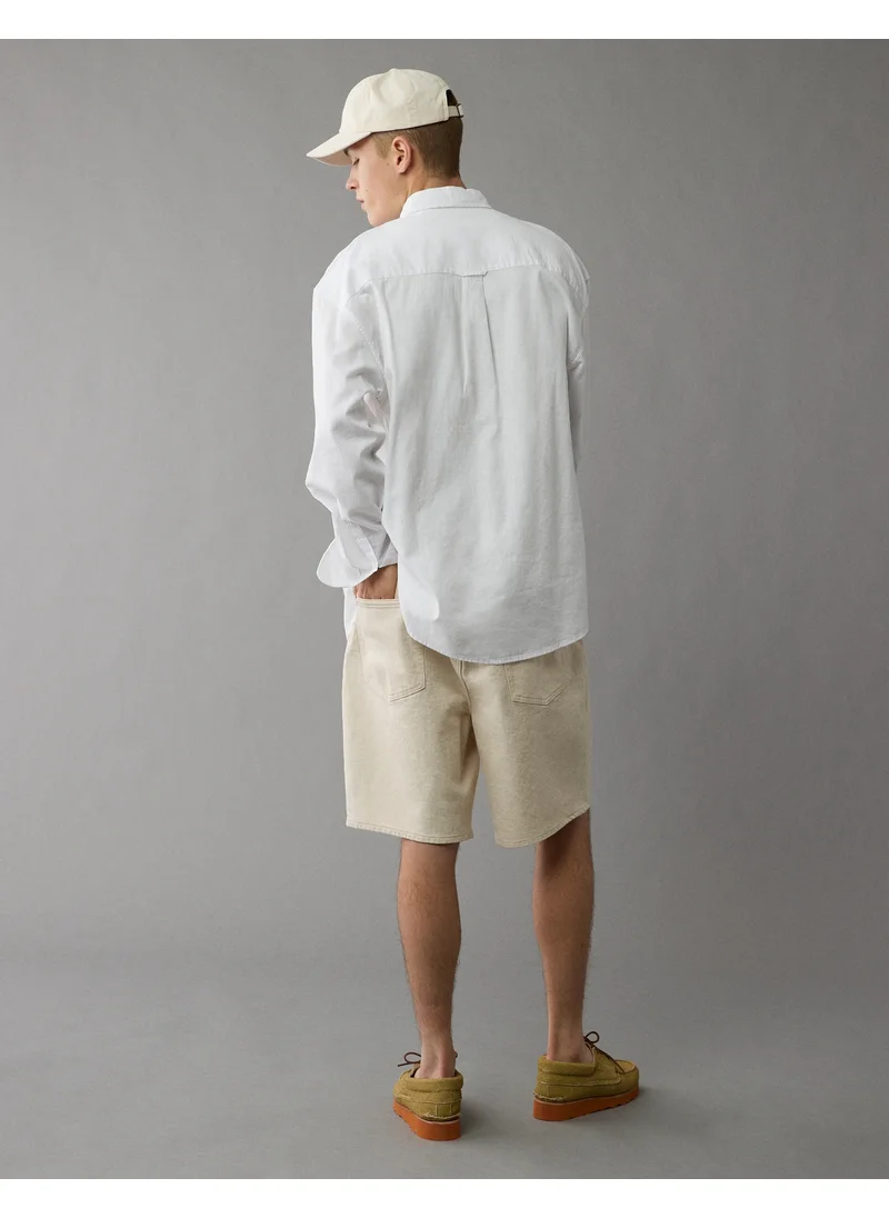 امريكان ايجل AE Everyday Relaxed Linen-Blend Button-Up Shirt