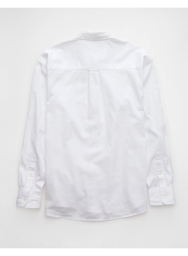 American Eagle AE Everyday Relaxed Linen-Blend Button-Up Shirt  - Image 2